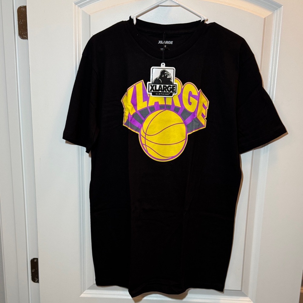 XLARGE Brand Black T-Shirt with Purple and Yellow Graphic
